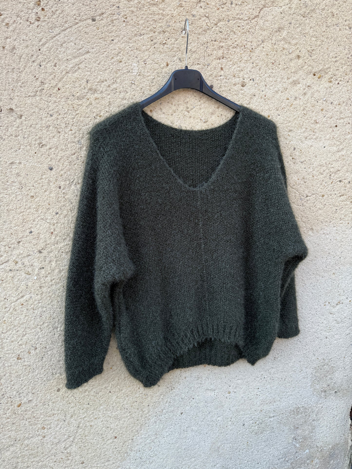 Pull mohair femme kaki vert