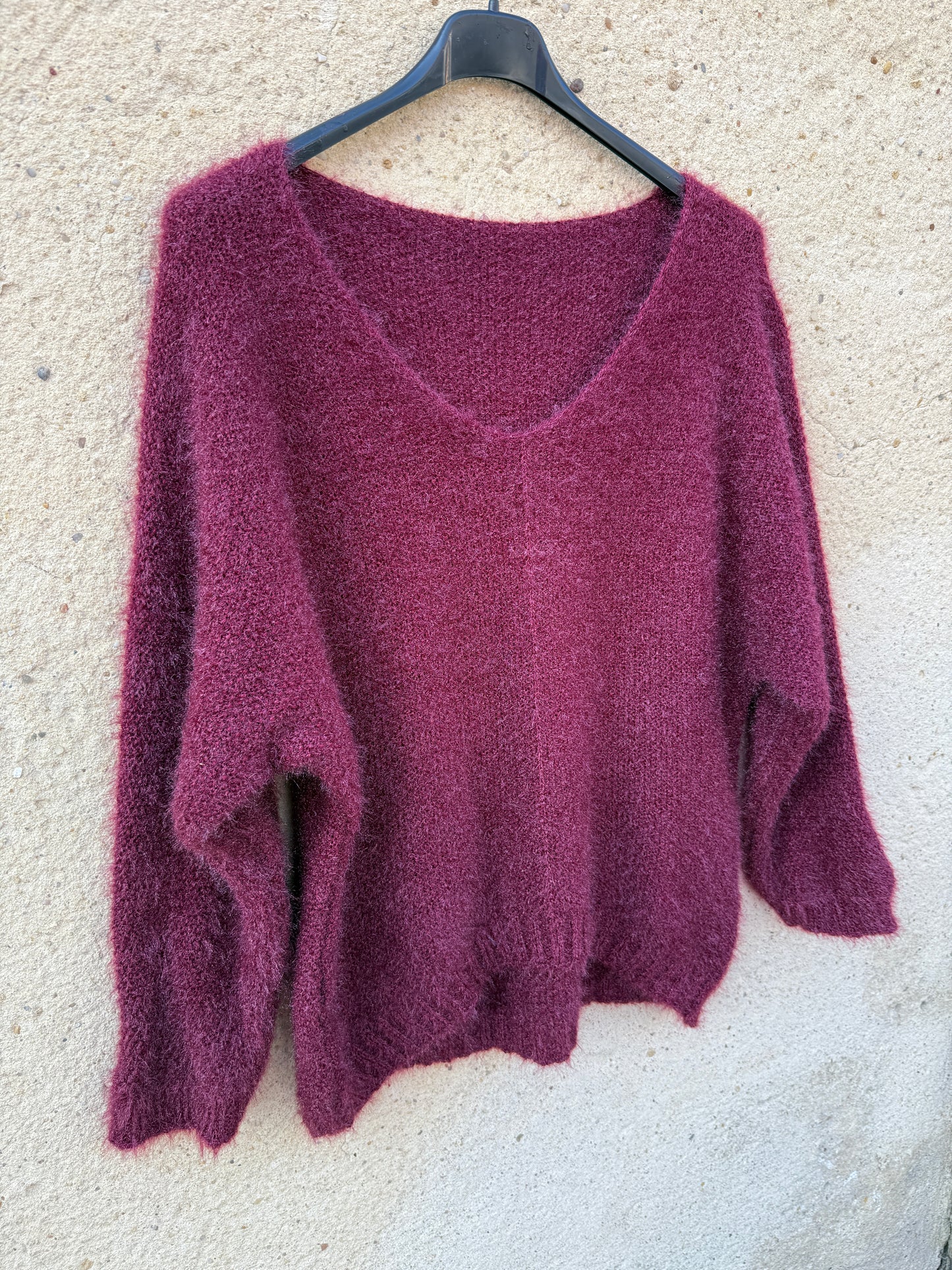 Pull mohair femme bordeaux