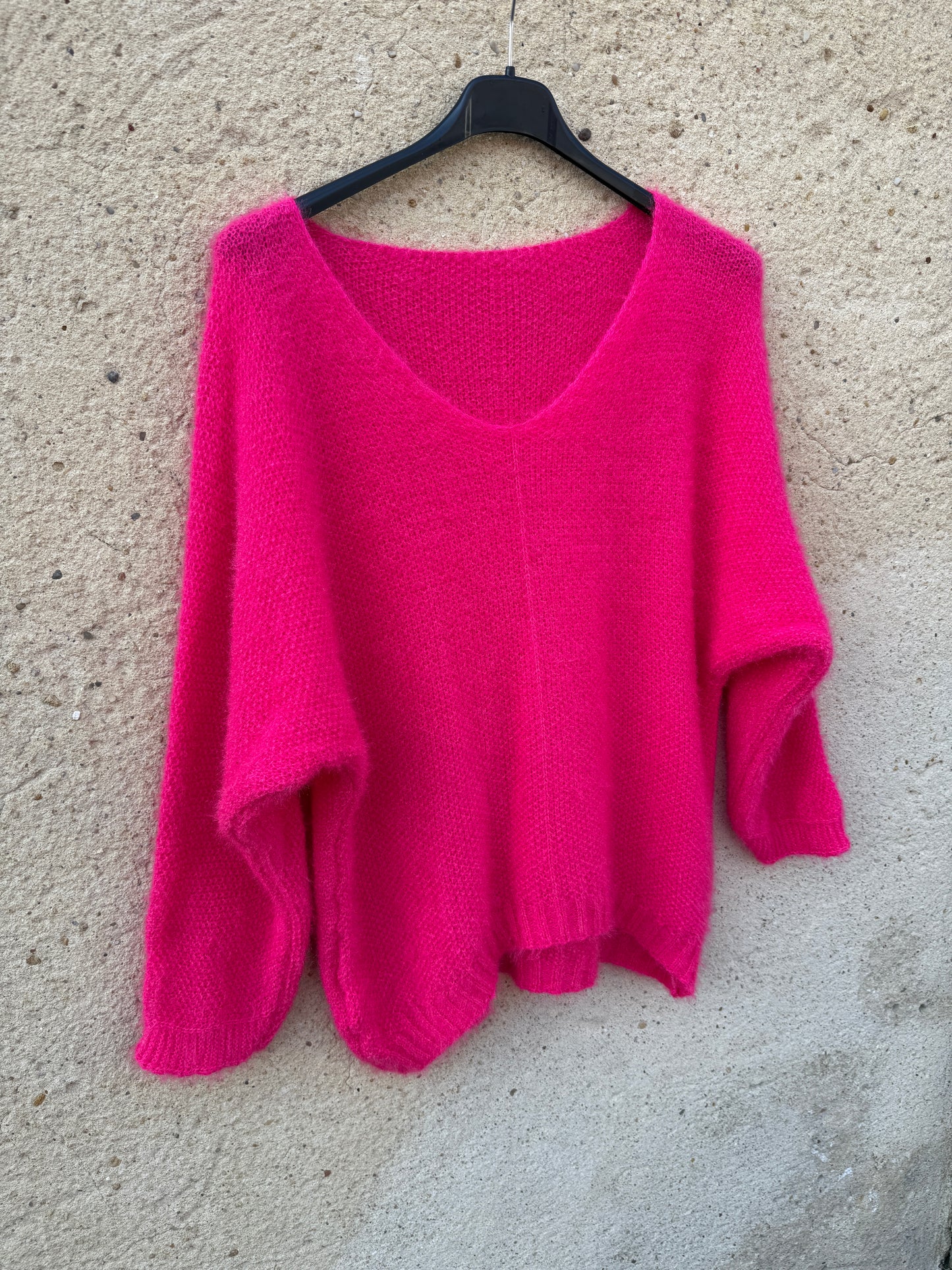 Pull mohair femme rose fushia
