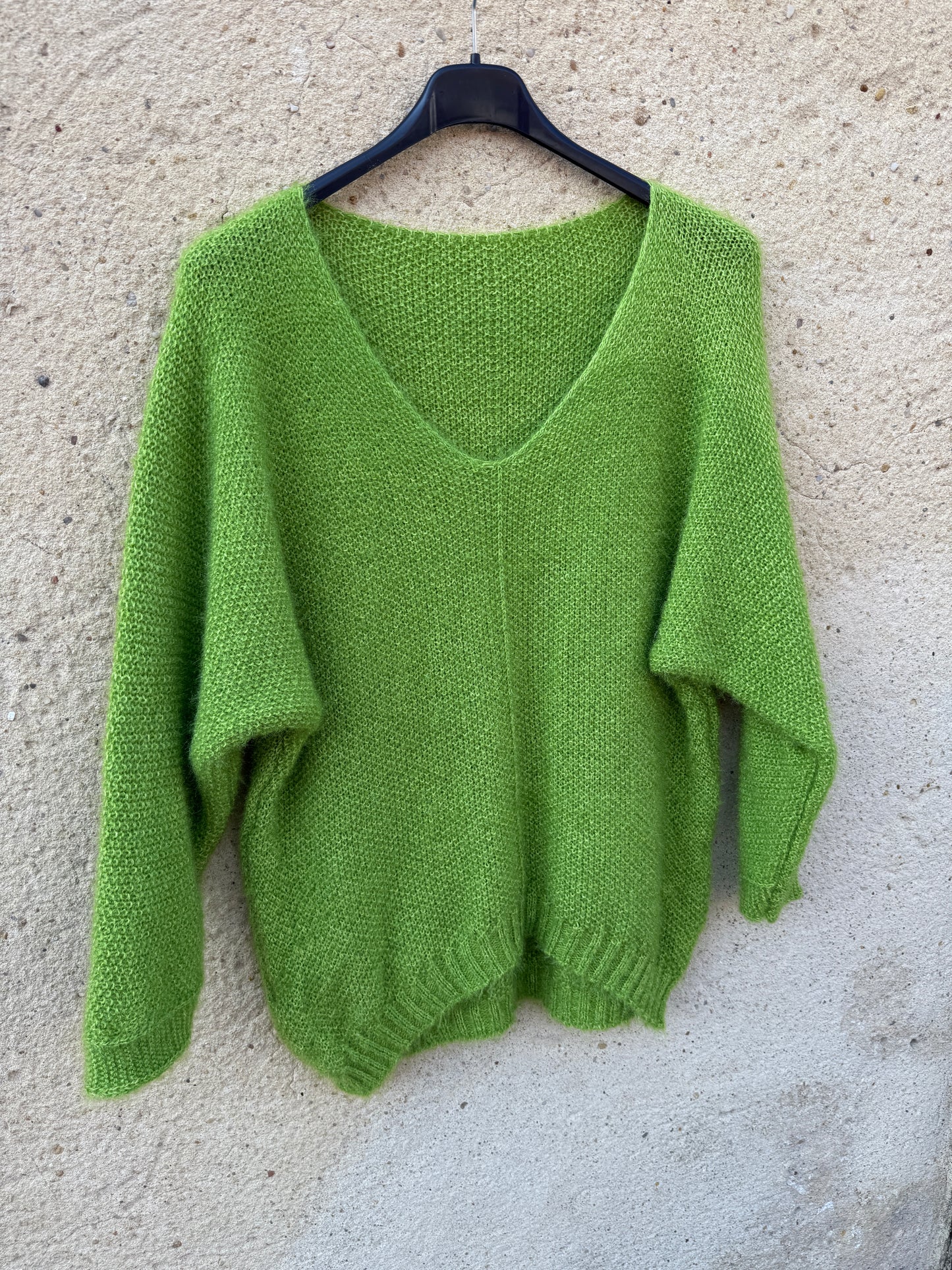 Pull mohair femme vert prairie