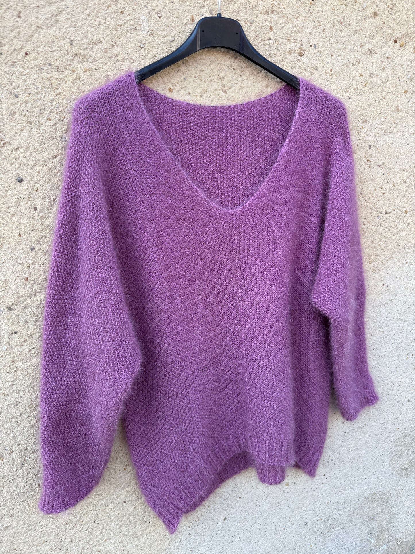 Pull mohair femme vieux rose lila