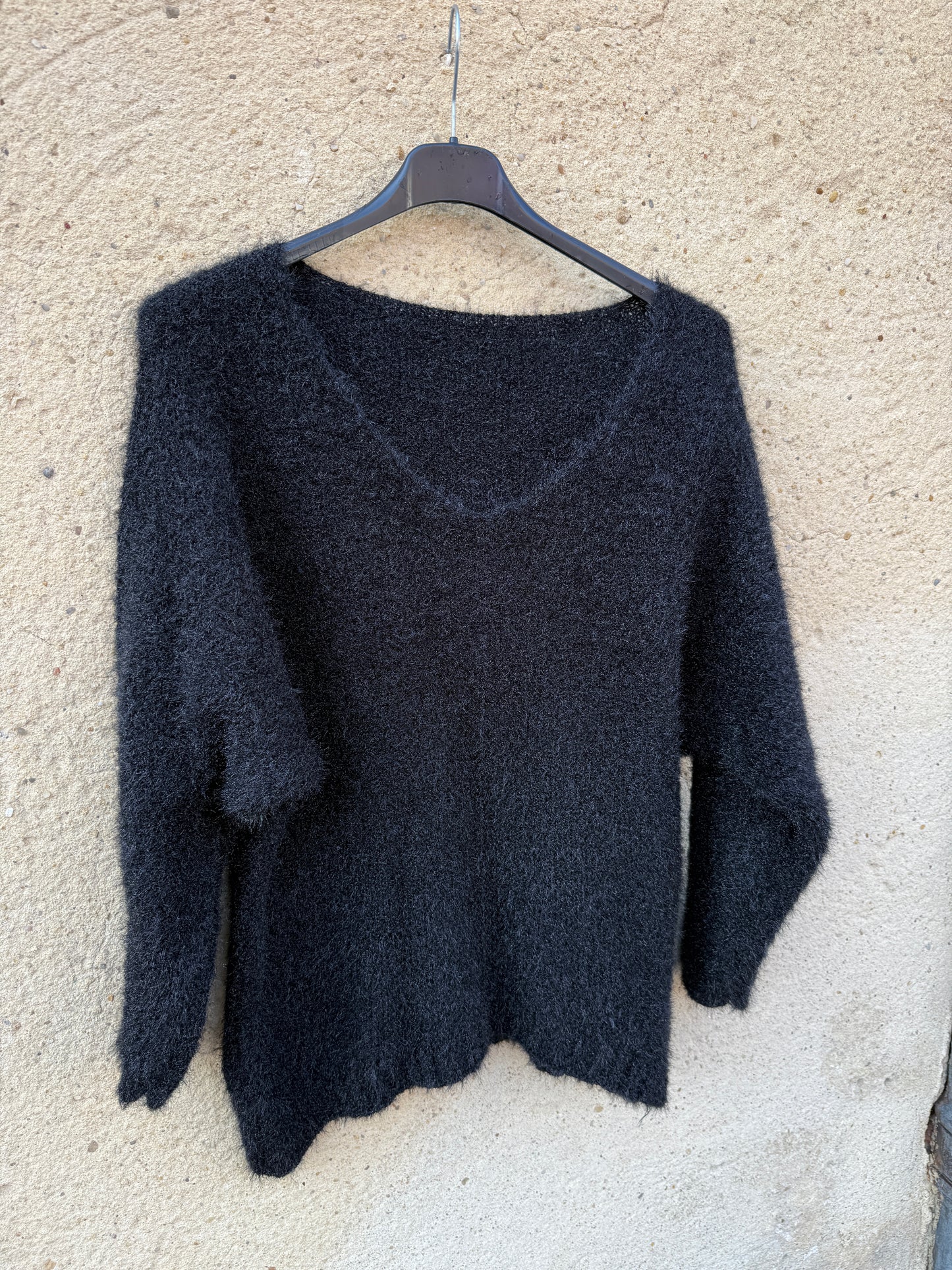 Pull mohair femme noir