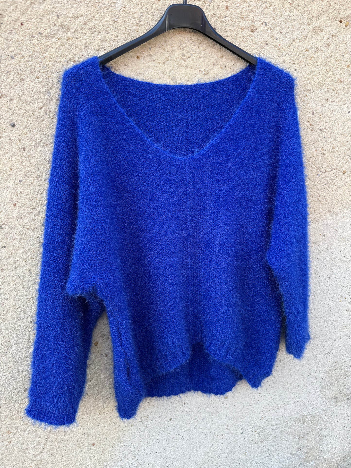 Pull mohair femme bleu roi