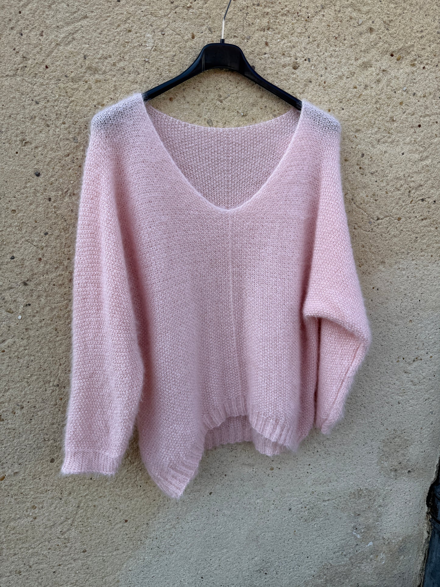 Pull mohair femme rose clair