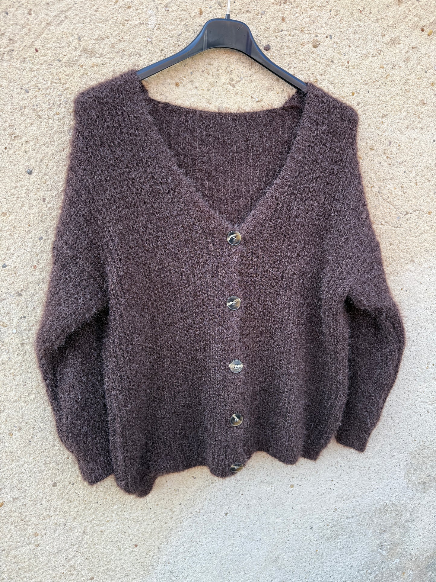 Gilet mohair cardigan marron chocolat
