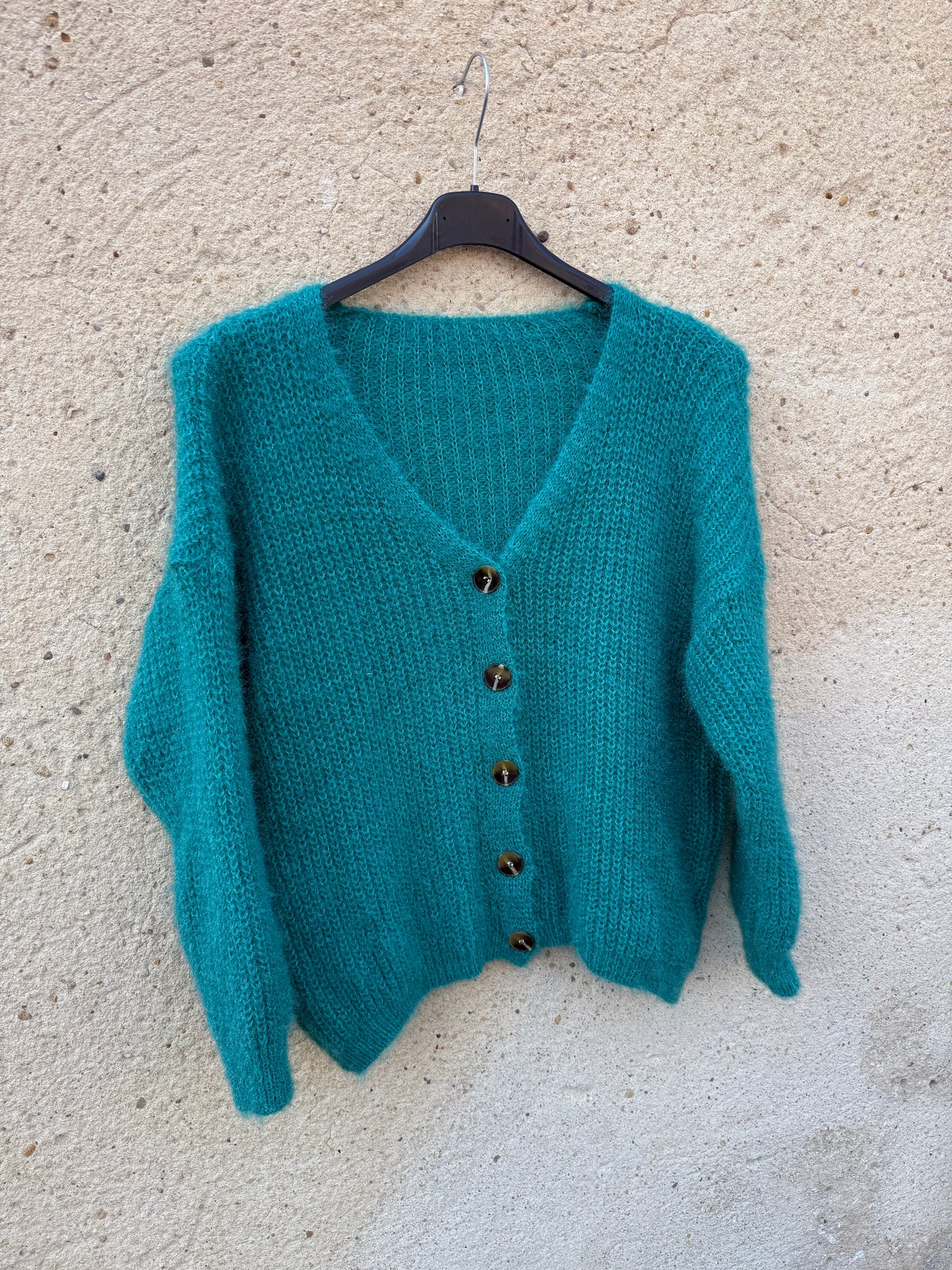 Gilet mohair cardigan vert menthe