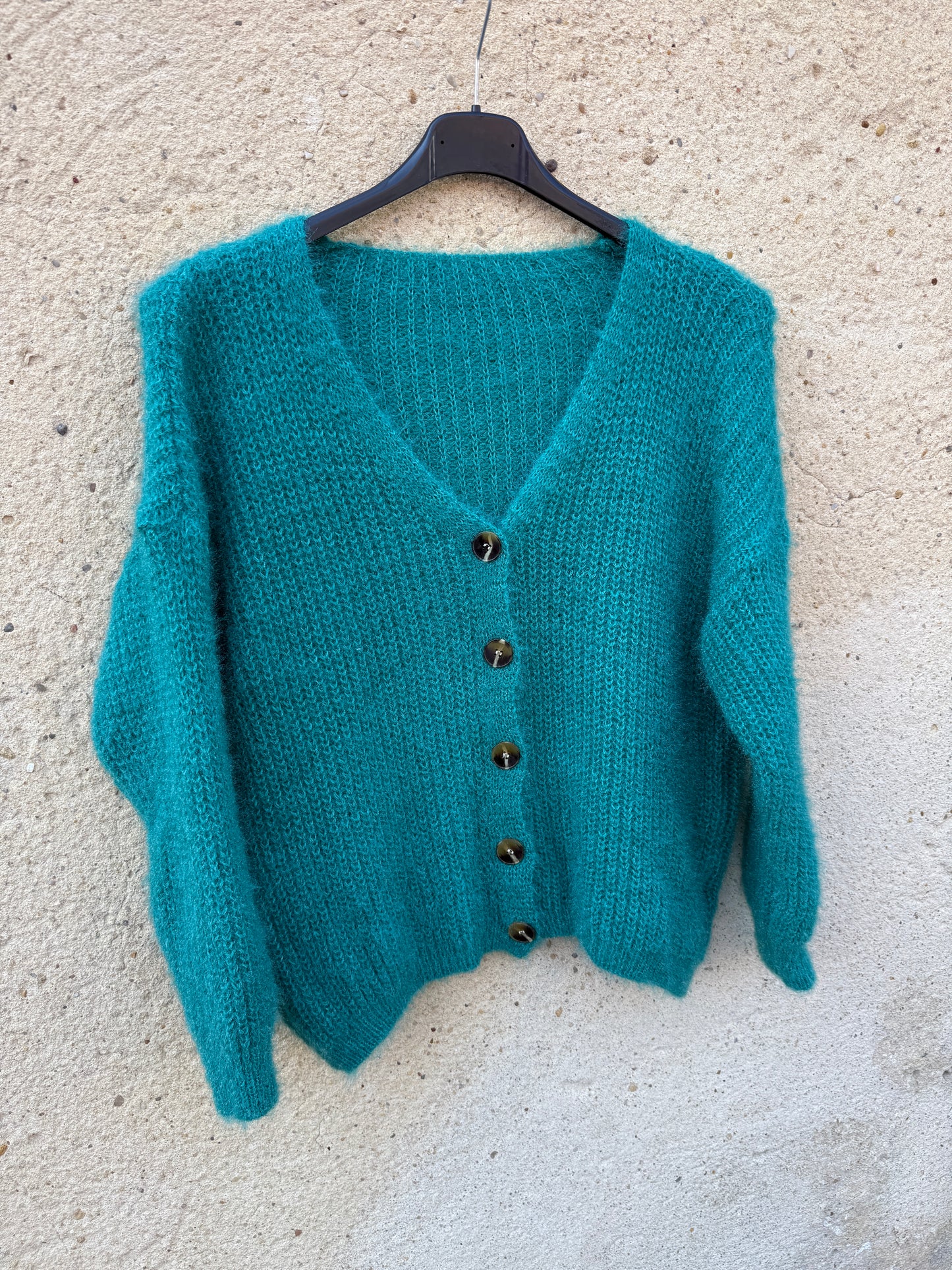 Gilet mohair cardigan vert menthe