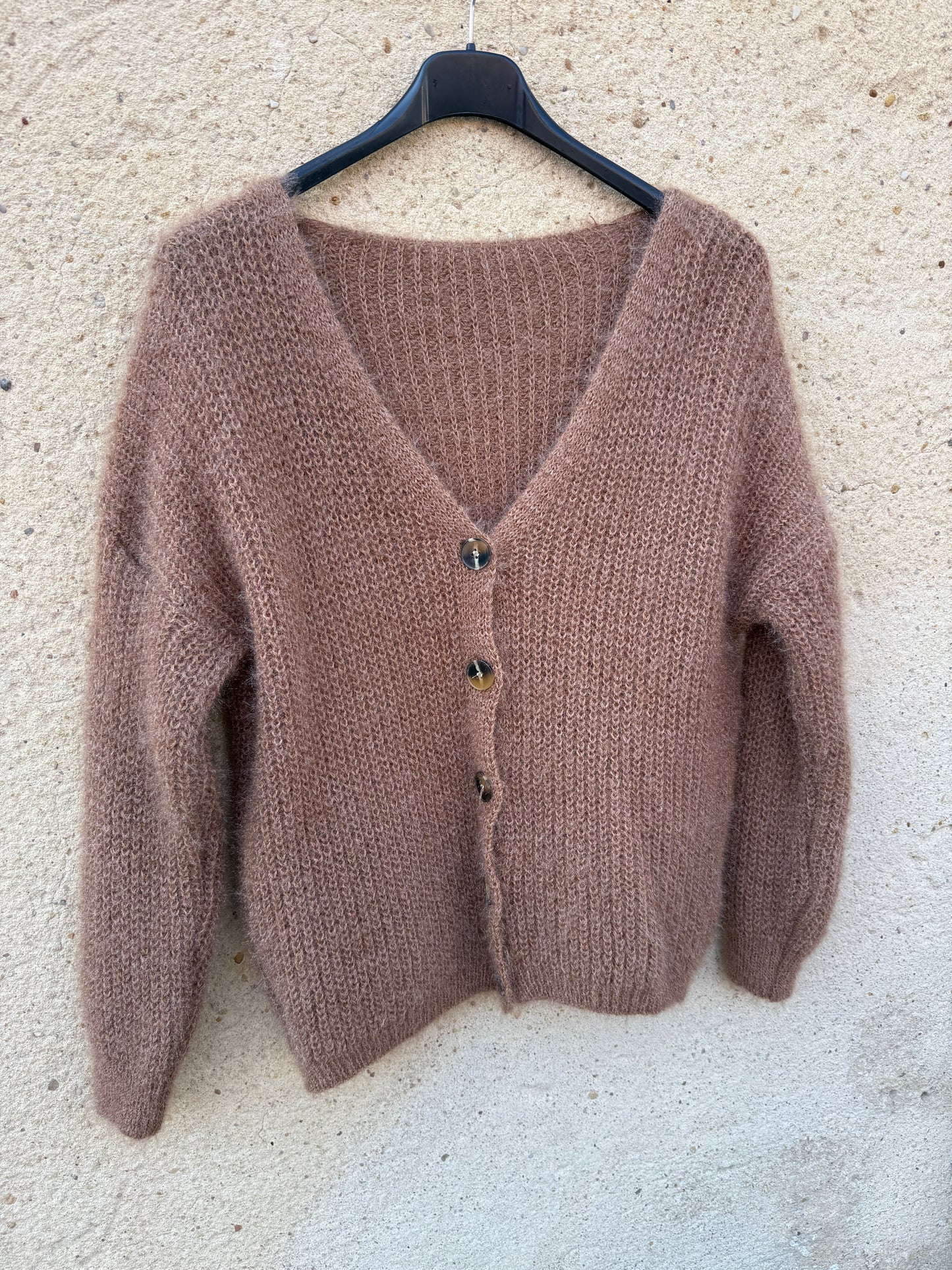 Gilet mohair cardigan beige caramel