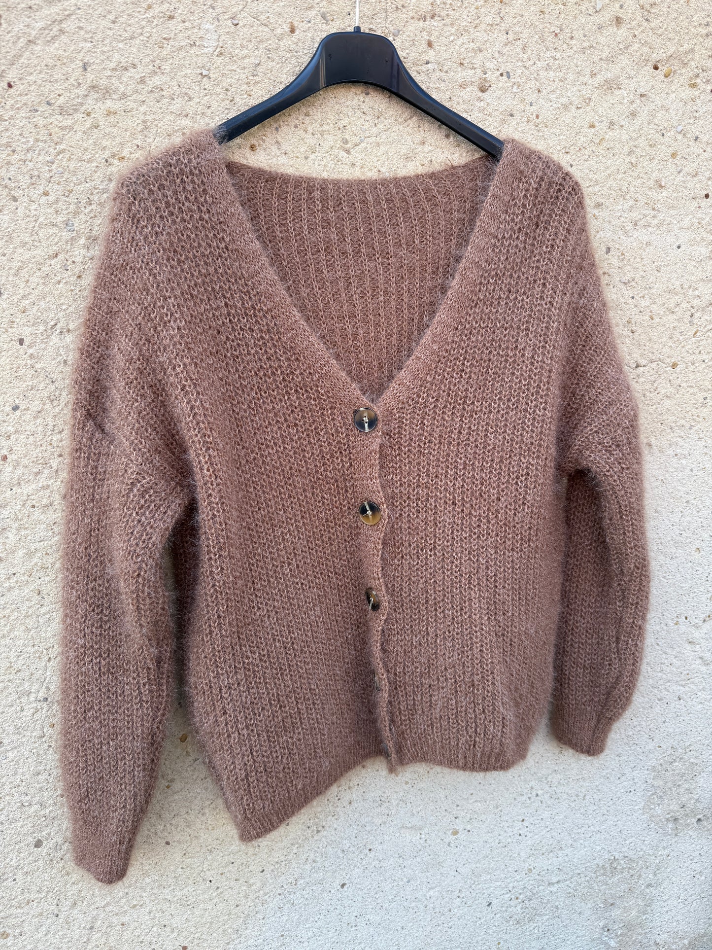 Gilet mohair cardigan beige caramel