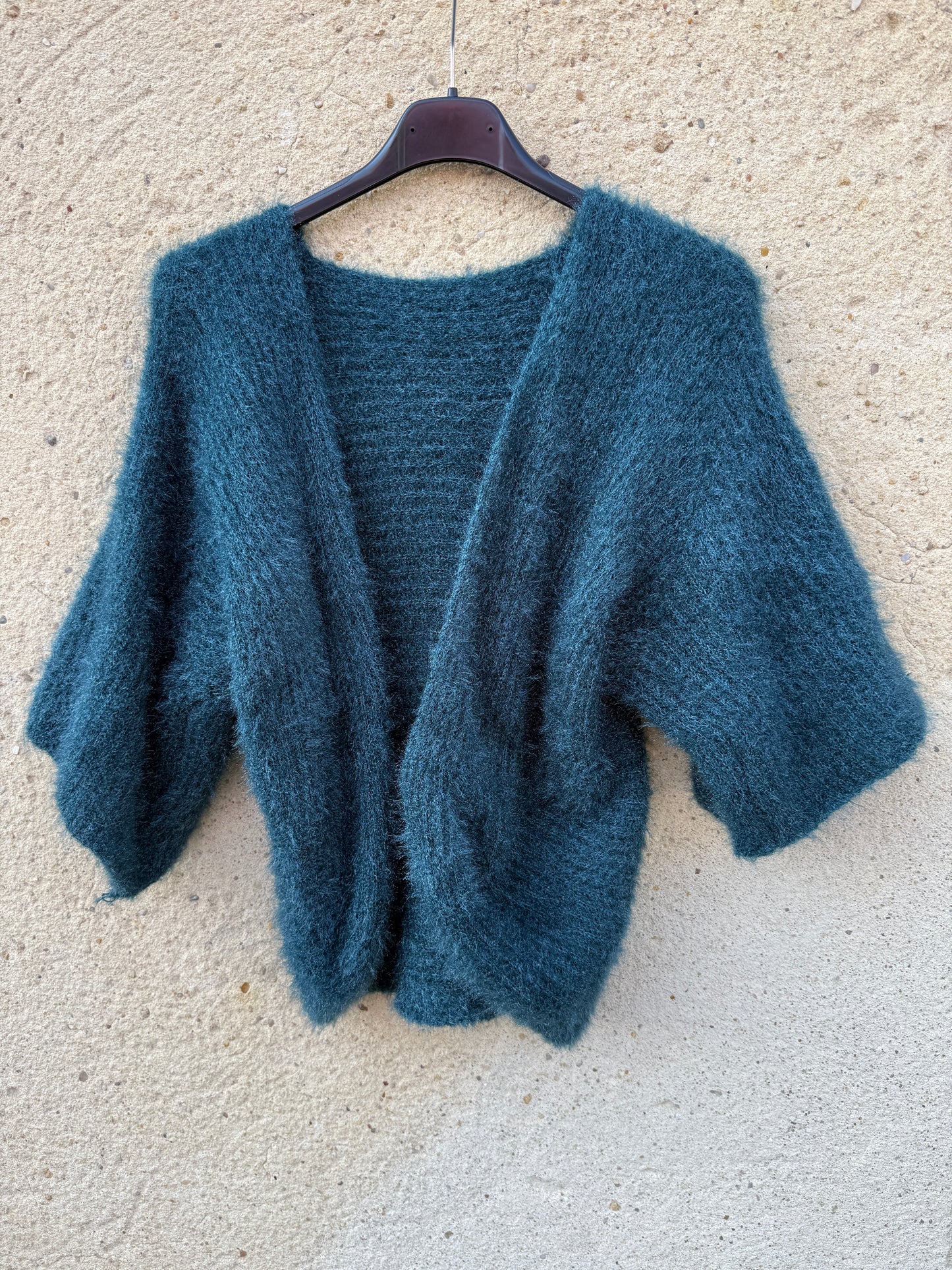 Boléro mohair bleu canard