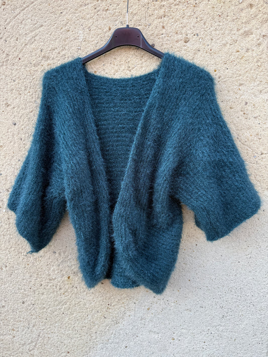 Boléro mohair bleu canard