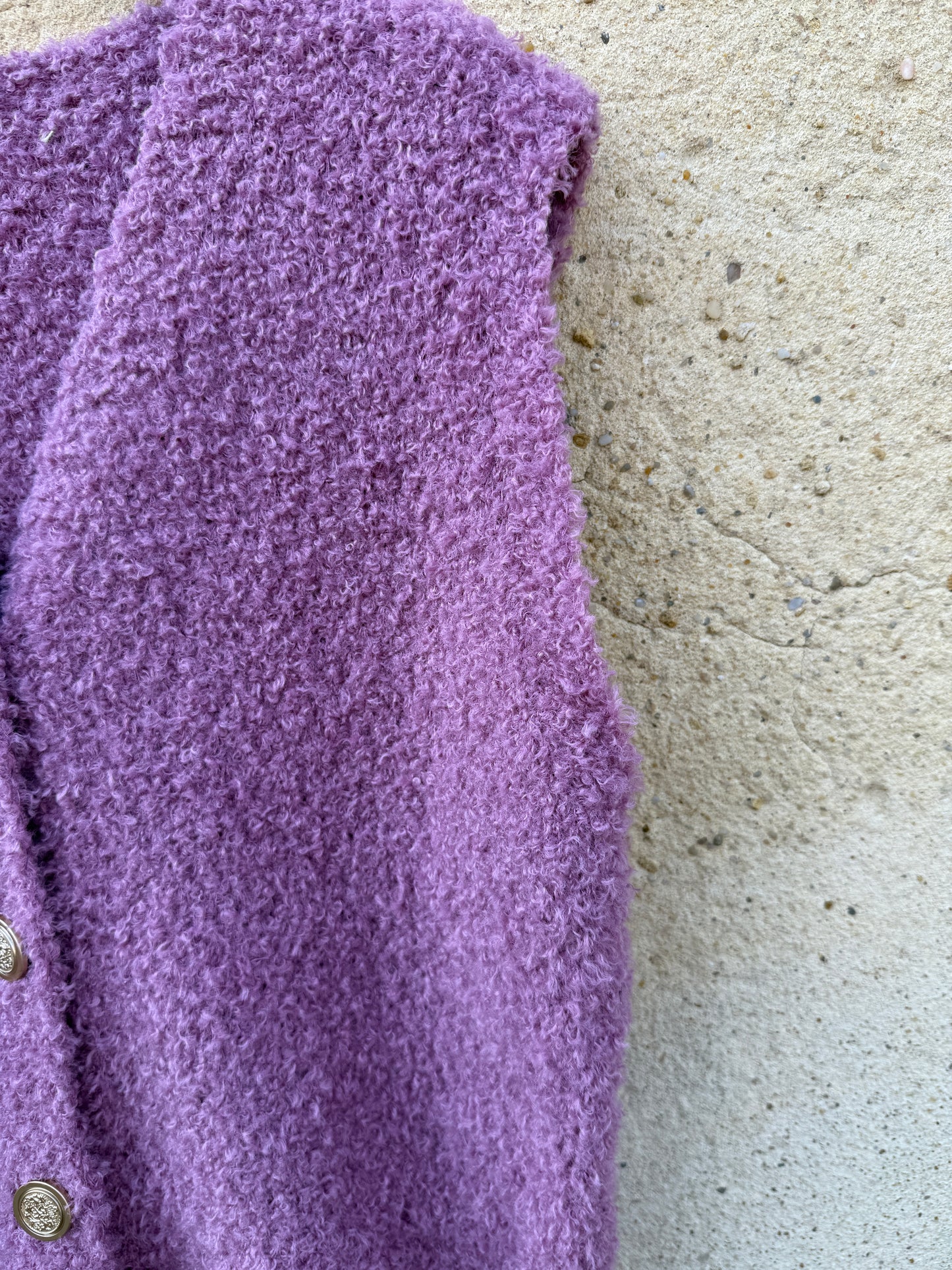 Gilet sans manche mohair vieux rose lila