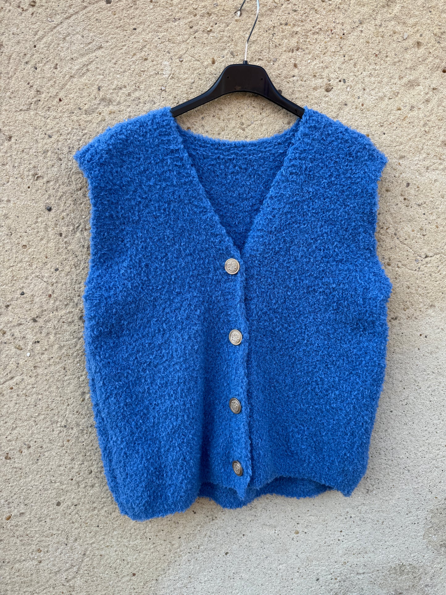 Gilet sans manche mohair bleu