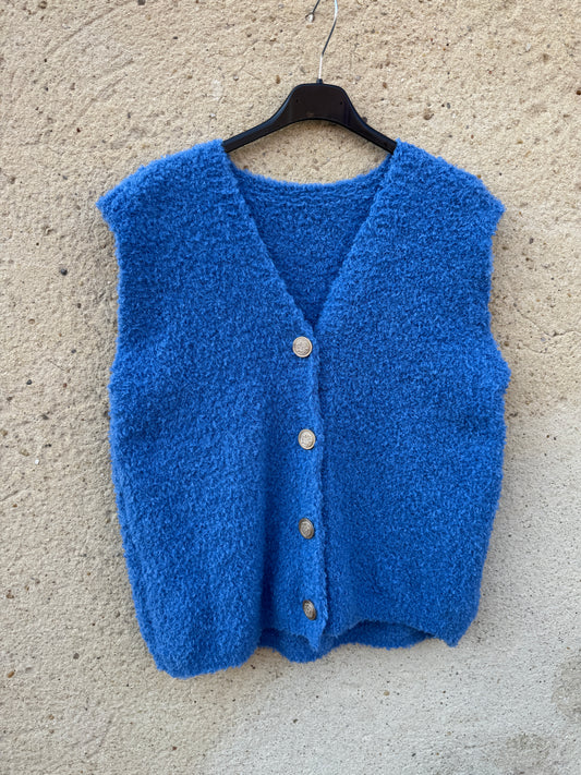Gilet sans manche mohair bleu