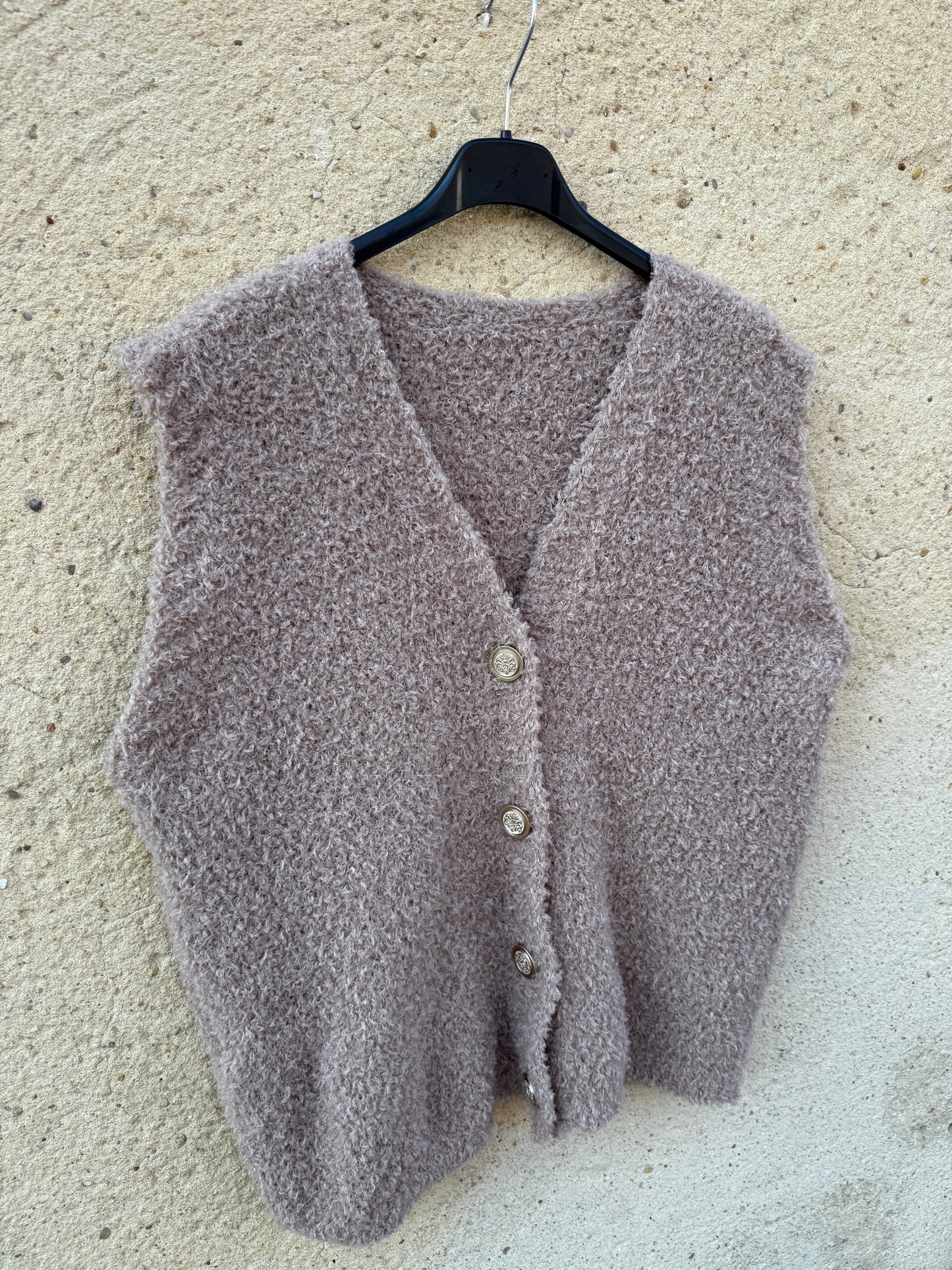 Gilet sans manche mohair beige