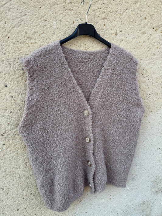 Gilet sans manche mohair beige