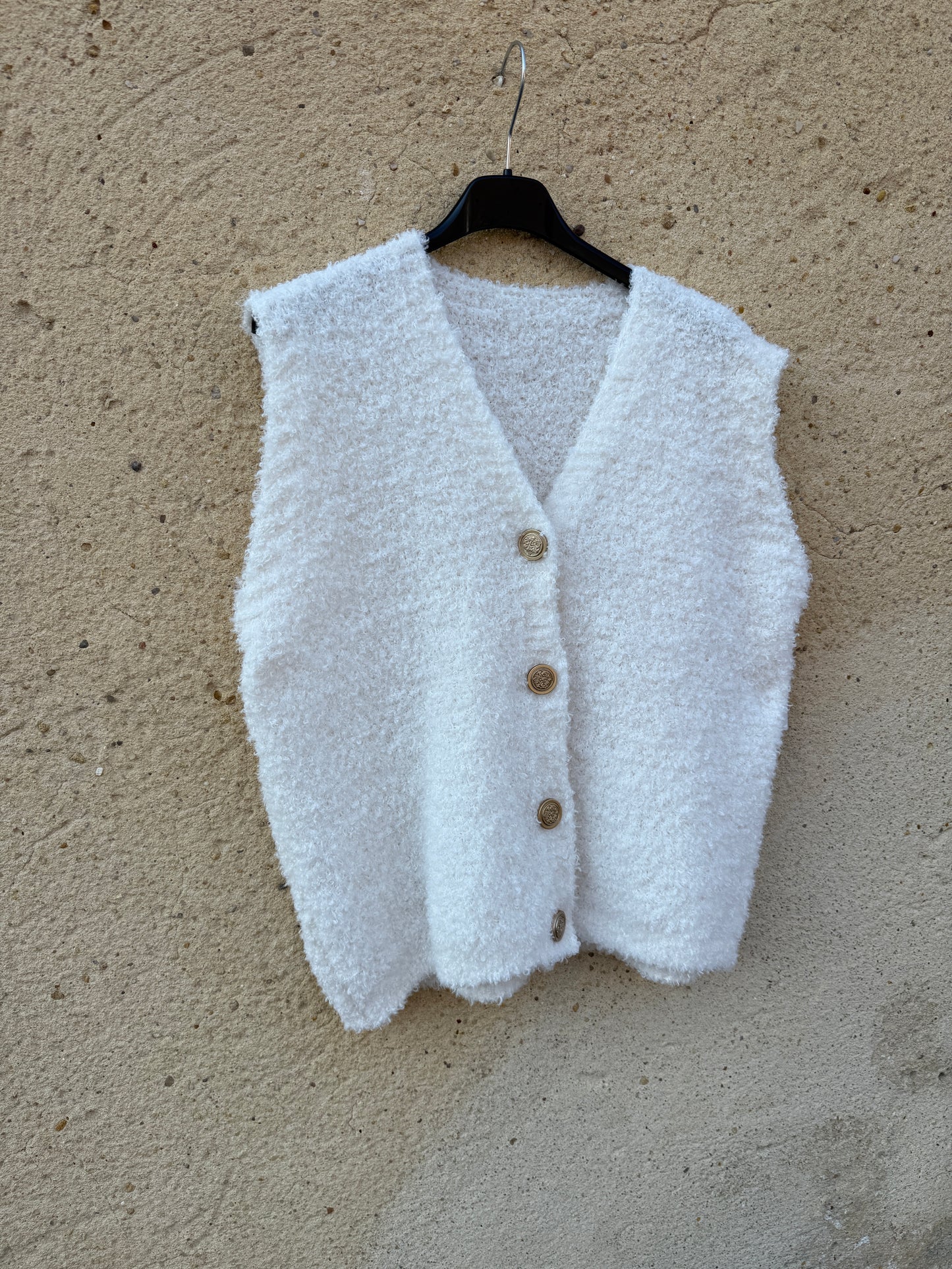 Gilet sans manche mohair blanc