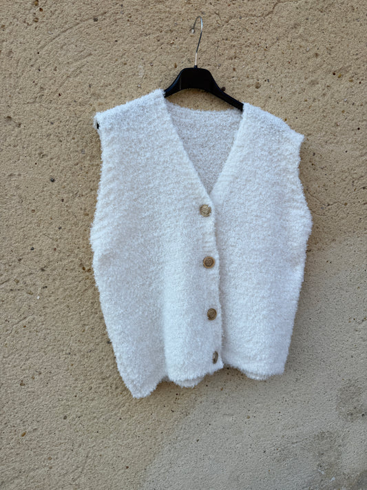 Gilet sans manche mohair blanc
