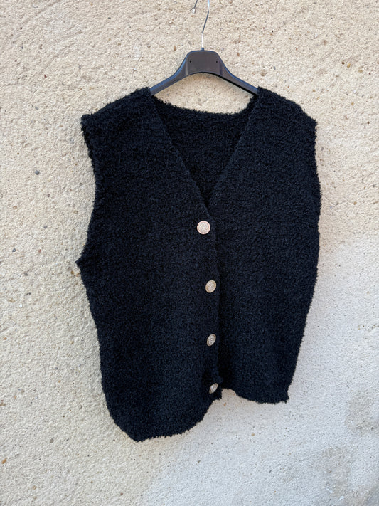 Gilet sans manche mohair noir