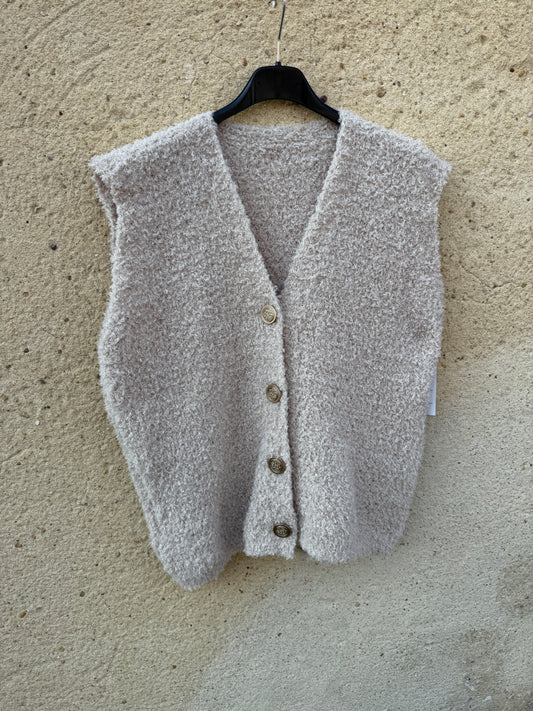 Gilet sans manche mohair beige clair