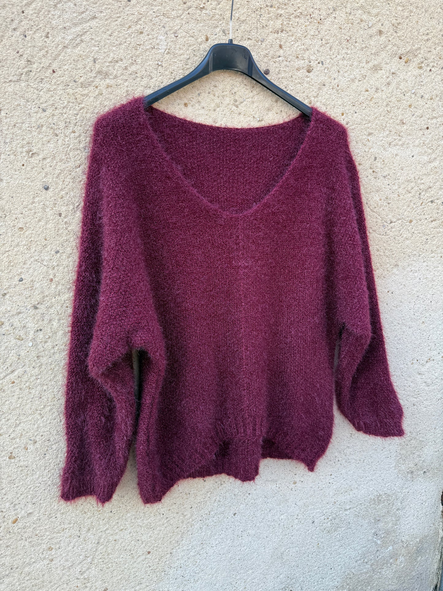 Pull mohair femme bordeaux