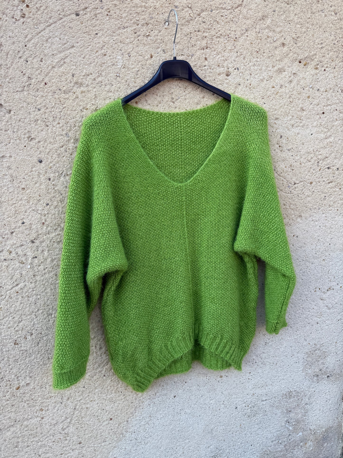 Pull mohair femme vert prairie