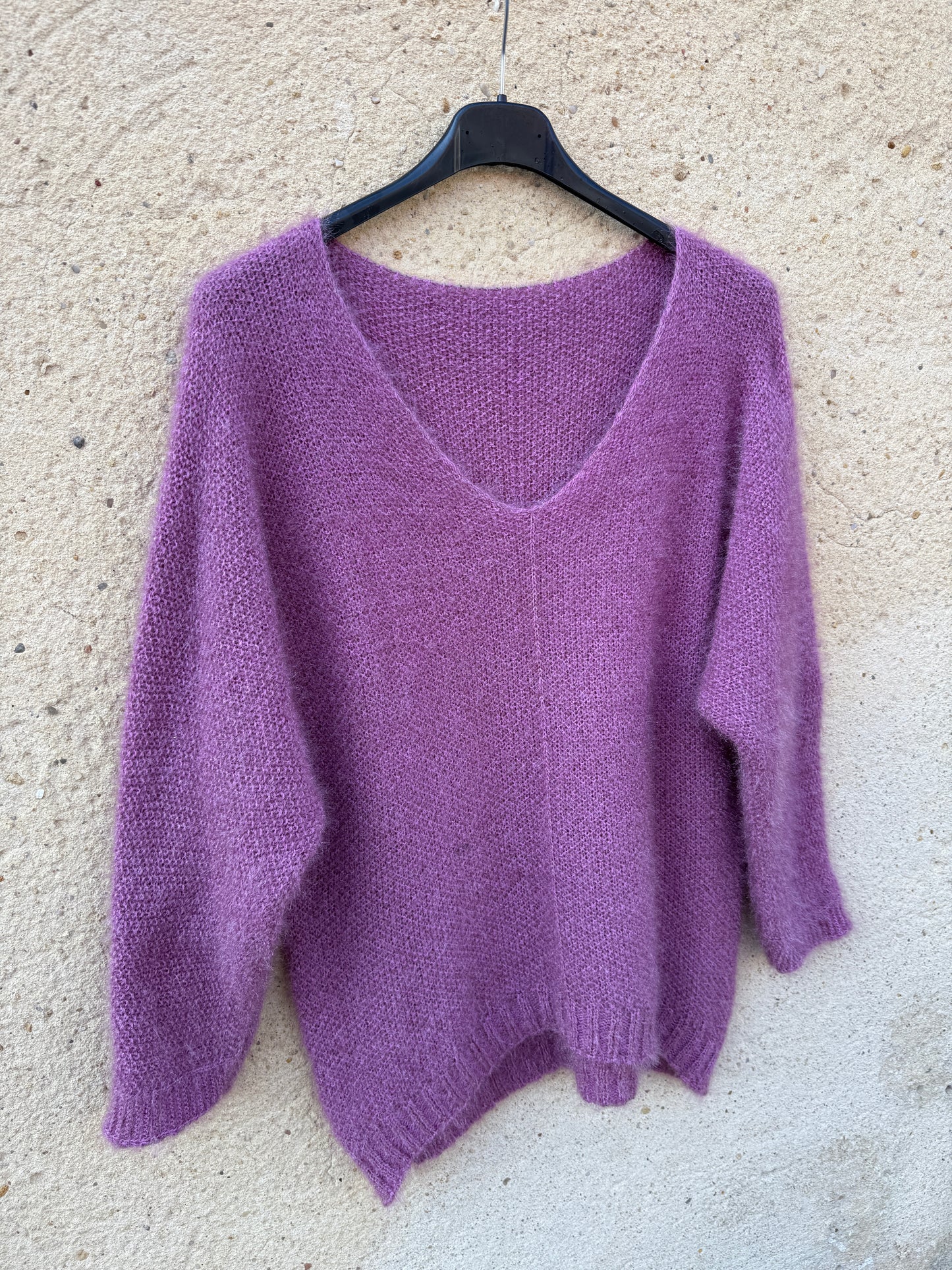 Pull mohair femme vieux rose lila
