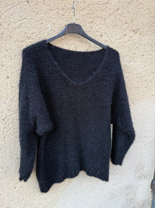 Pull mohair femme noir