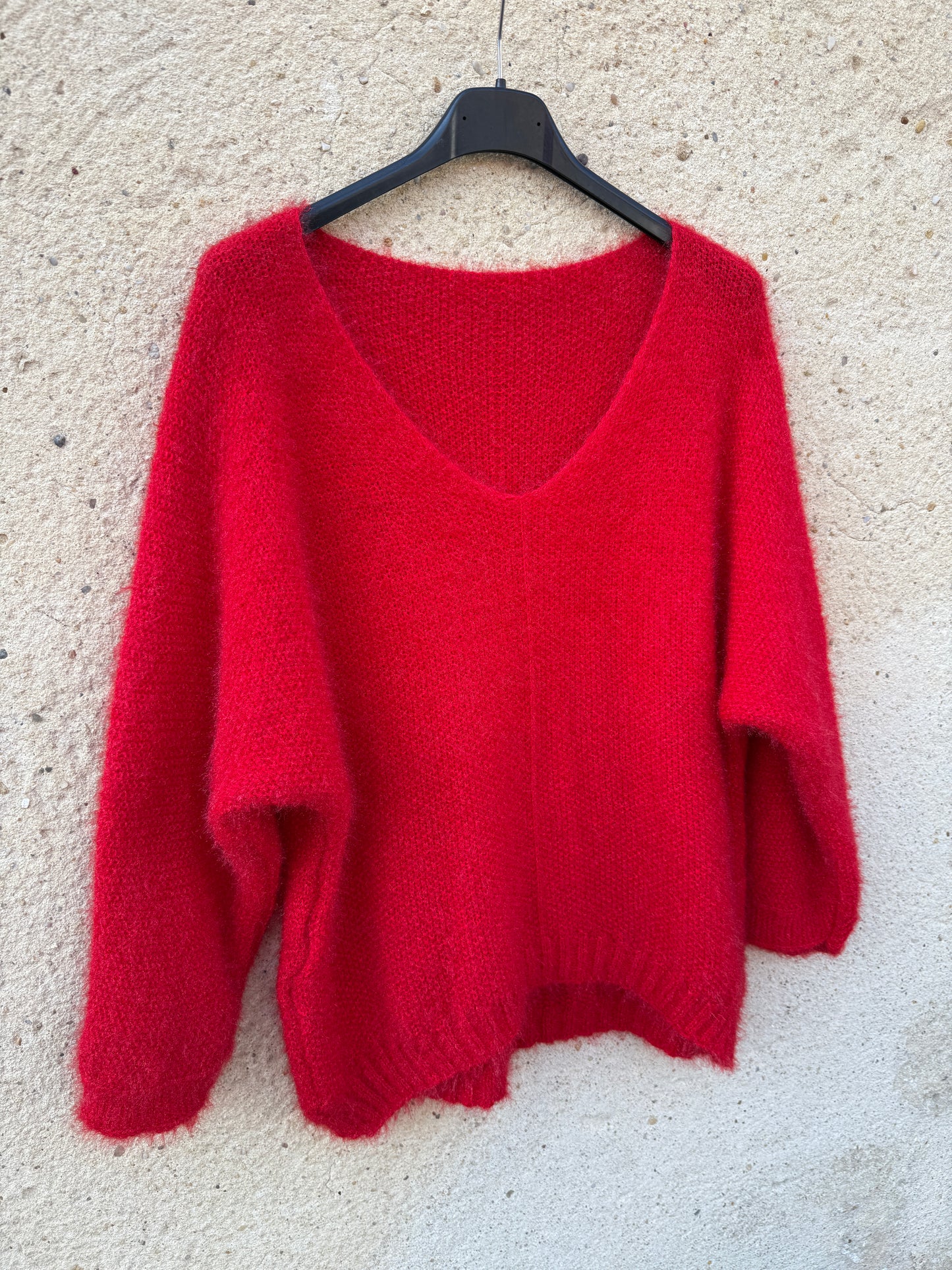 Pull mohair femme rouge