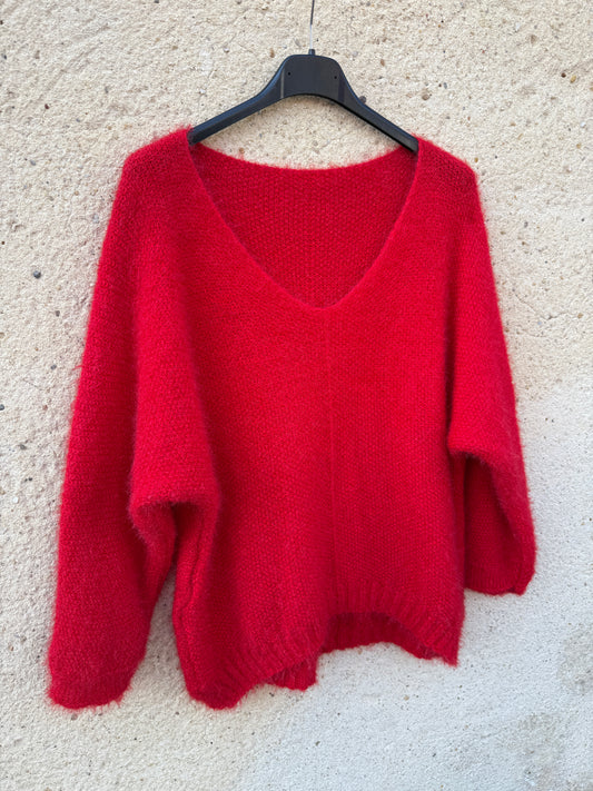 Pull mohair femme rouge