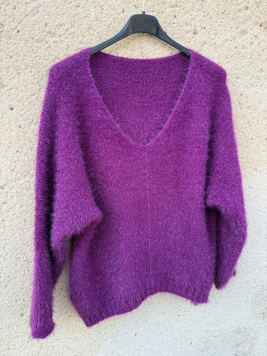 Pull mohair femme violet