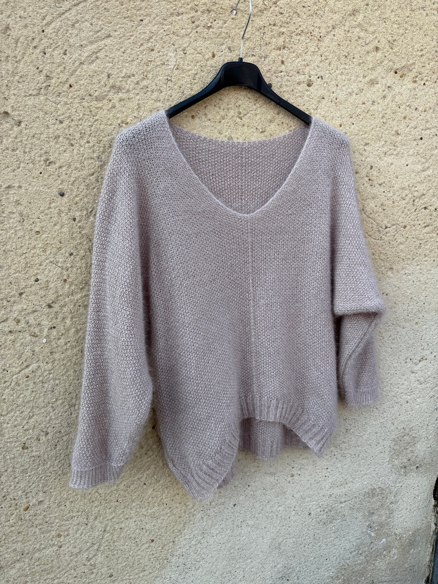 Pull mohair femme beige clair