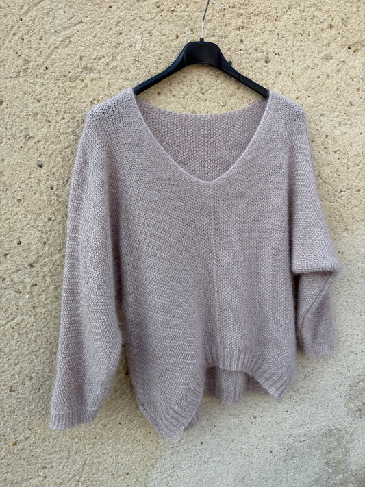 Pull mohair femme beige clair