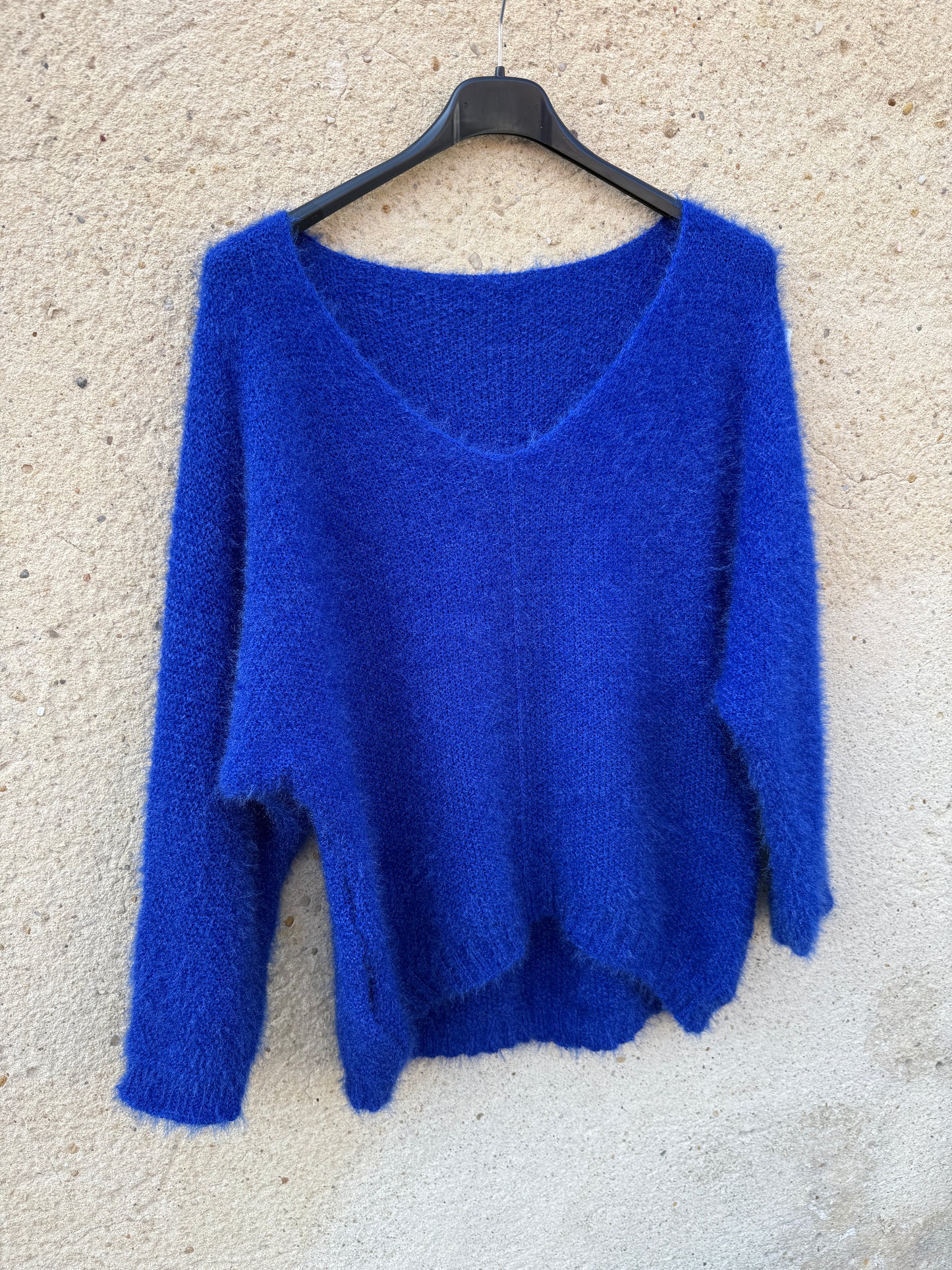 Pull mohair femme bleu roi