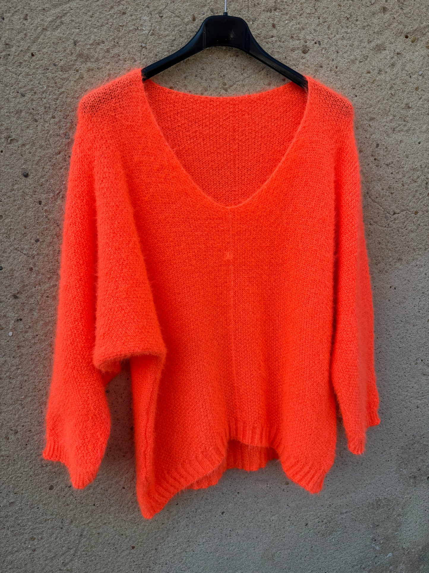 Pull mohair femme orange