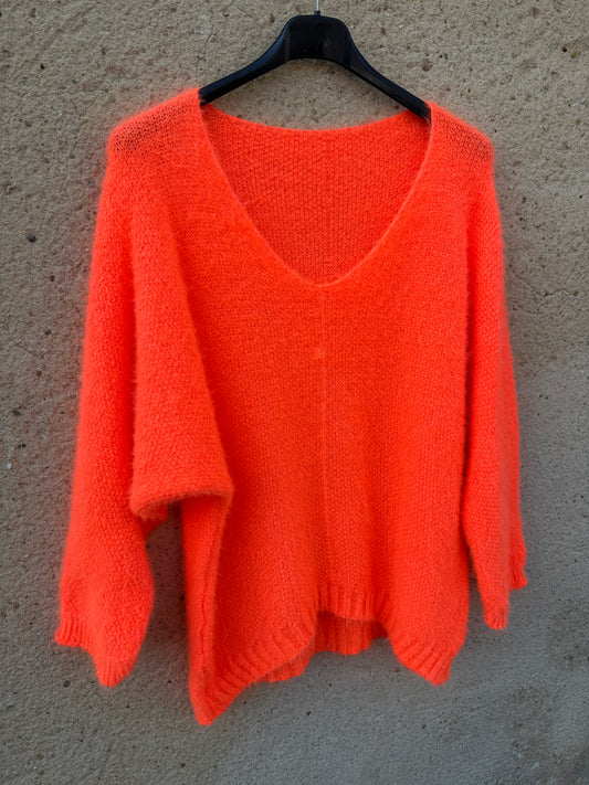 Pull mohair femme orange