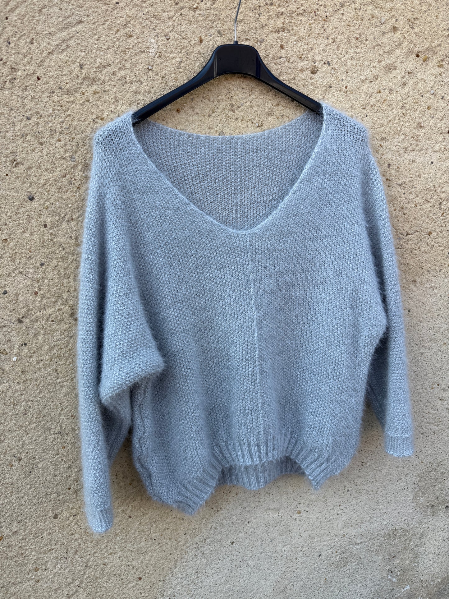 Pull mohair femme gris clair