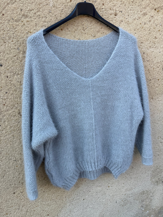 Pull mohair femme gris clair