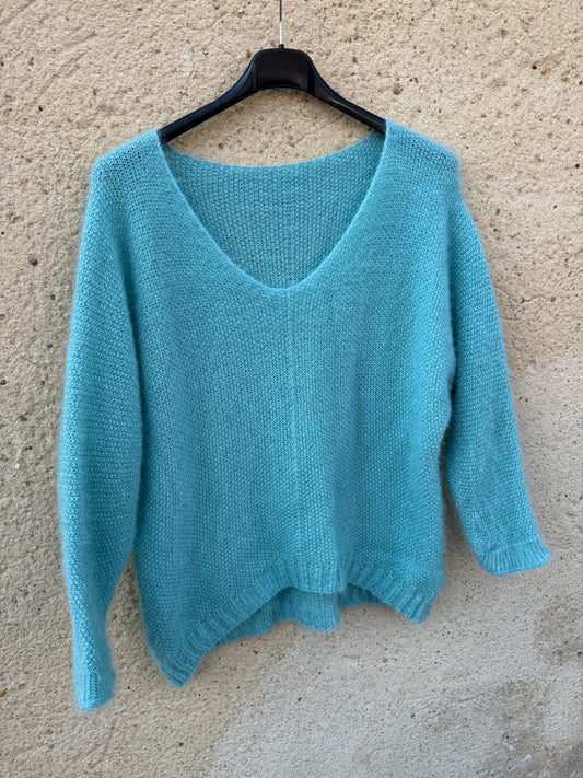 Pull mohair femme vert menthe clair