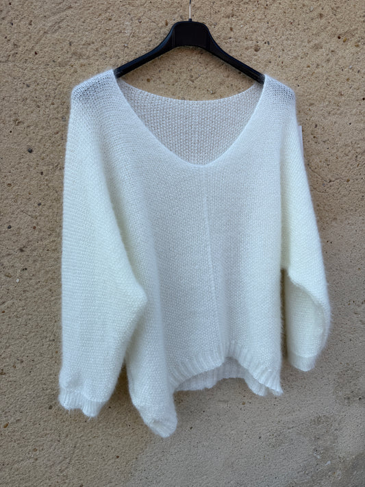 Pull mohair femme blanc