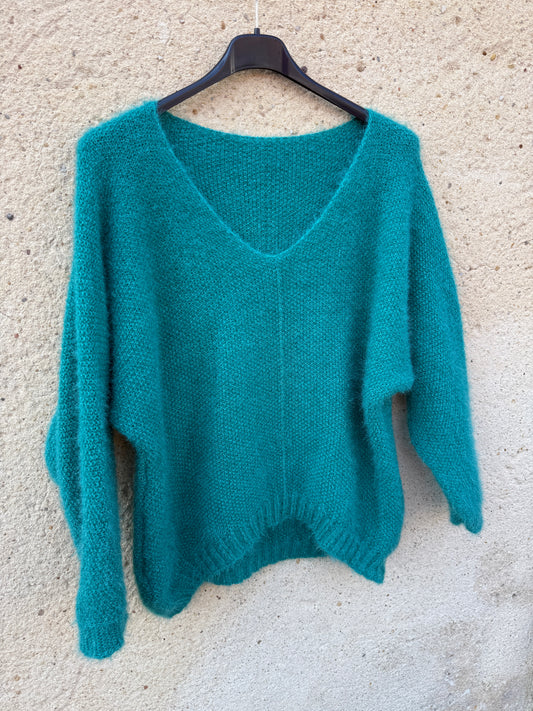 Pull mohair femme vert menthe