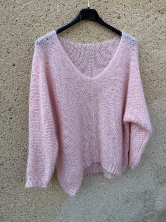 Pull mohair femme rose clair