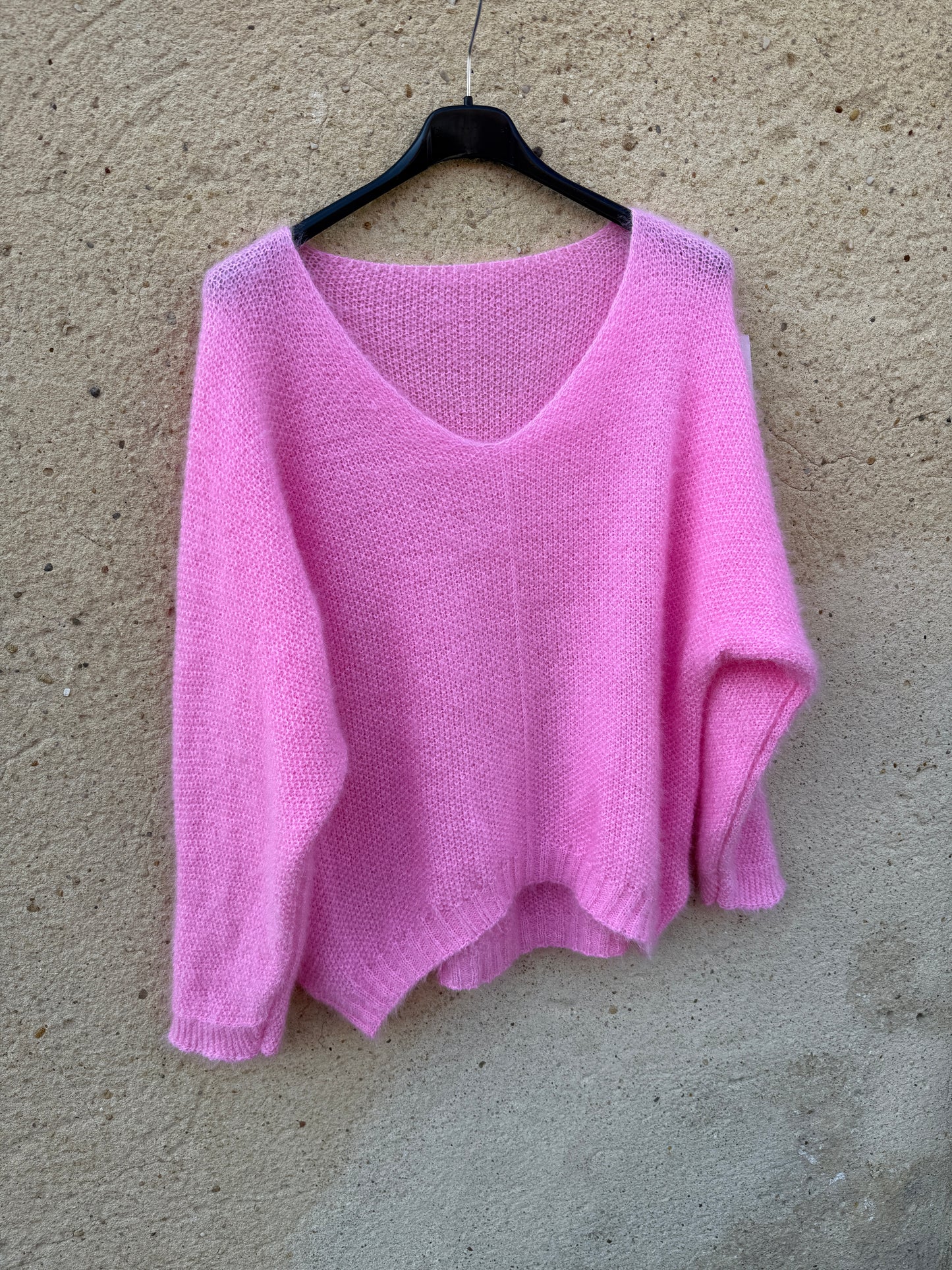 Pull mohair femme rose bonbon