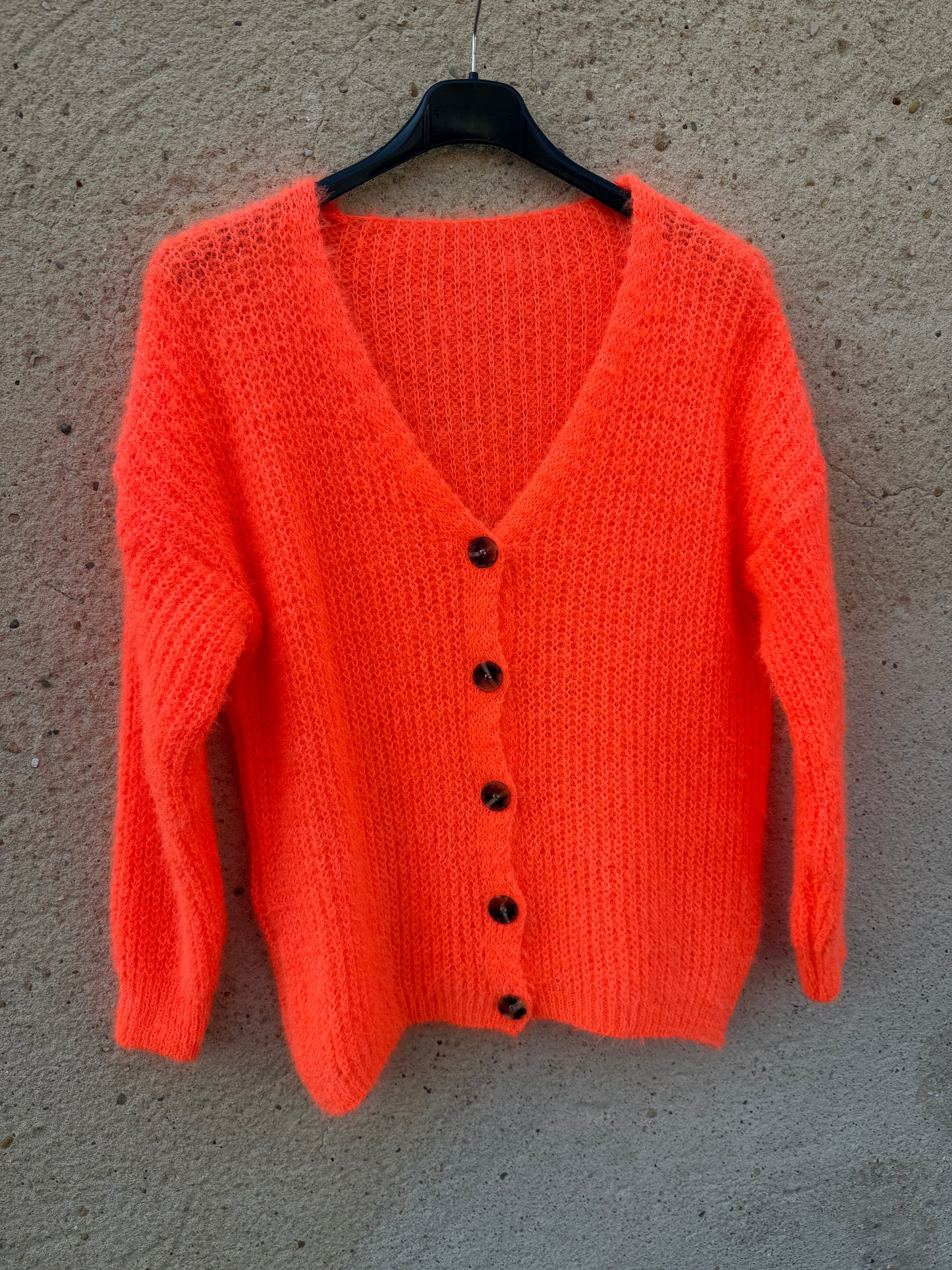 Gilet mohair cardigan orange