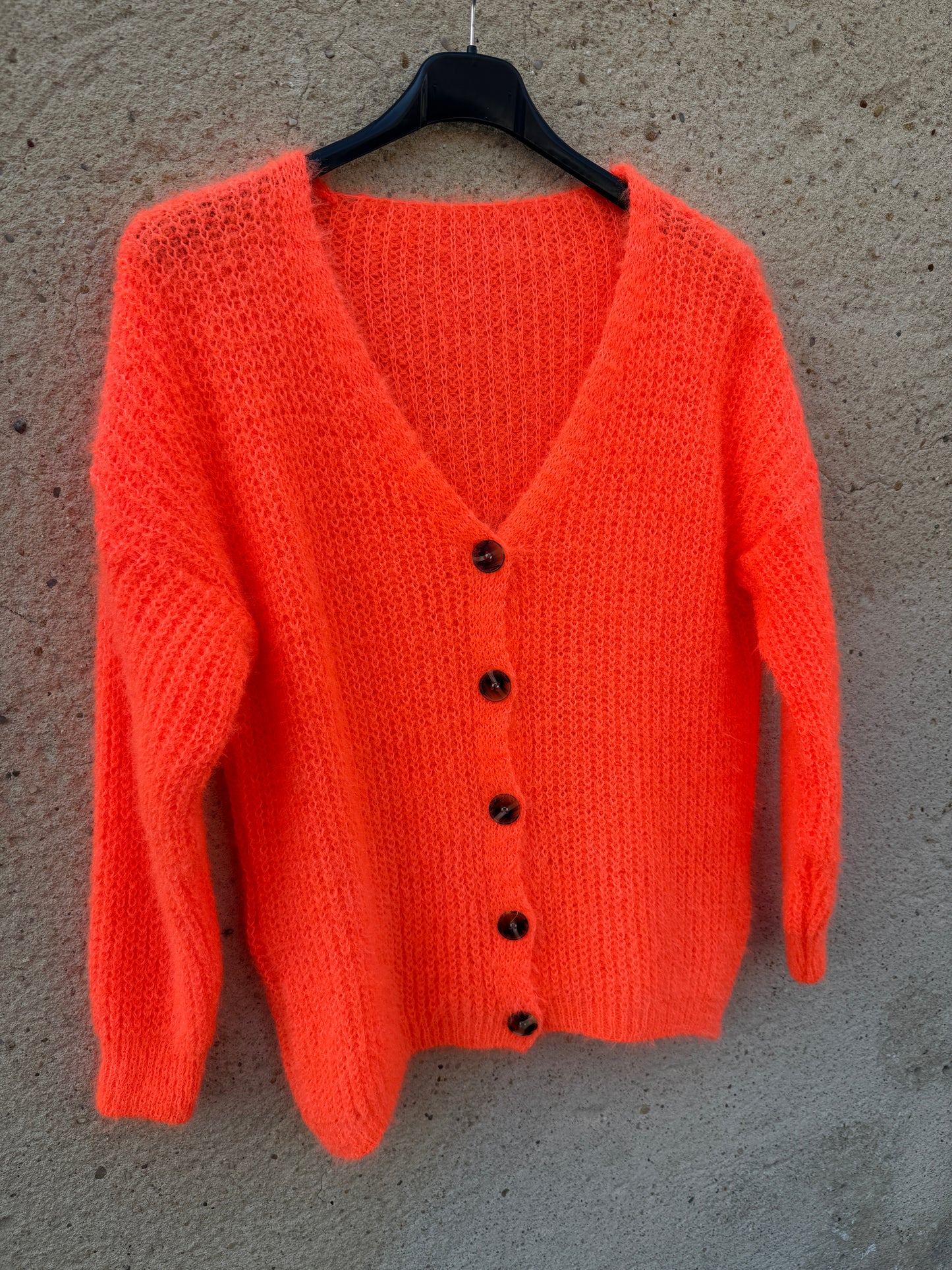Gilet mohair cardigan orange