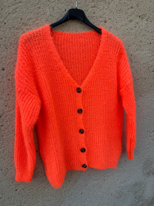 Gilet mohair cardigan orange