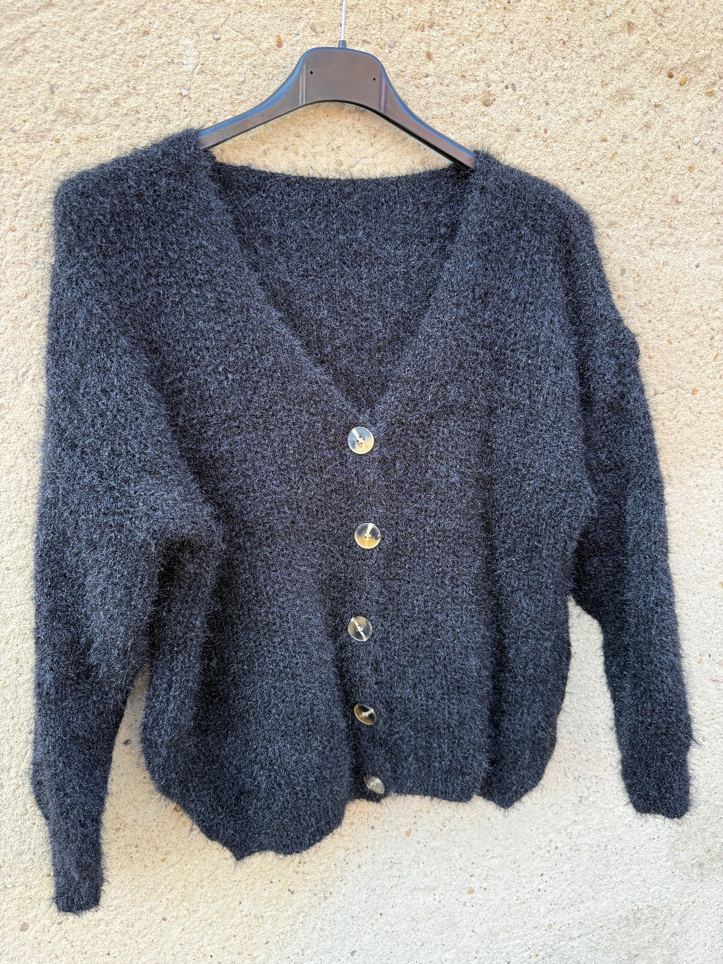 Gilet mohair cardigan noir