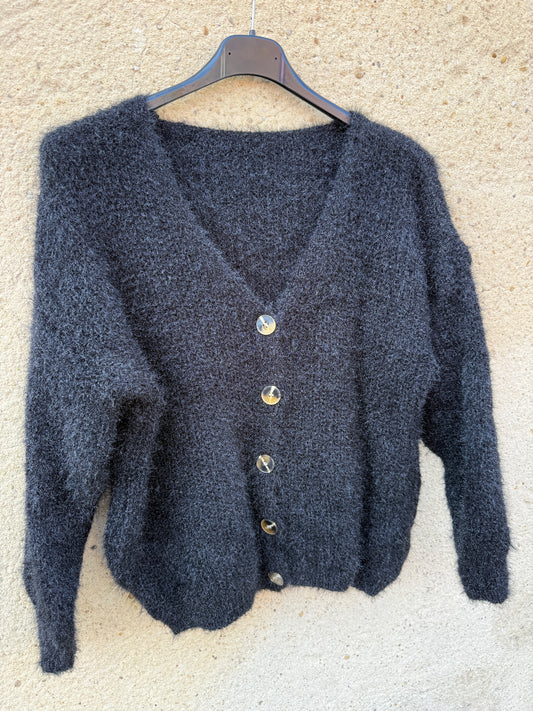 Gilet mohair cardigan noir