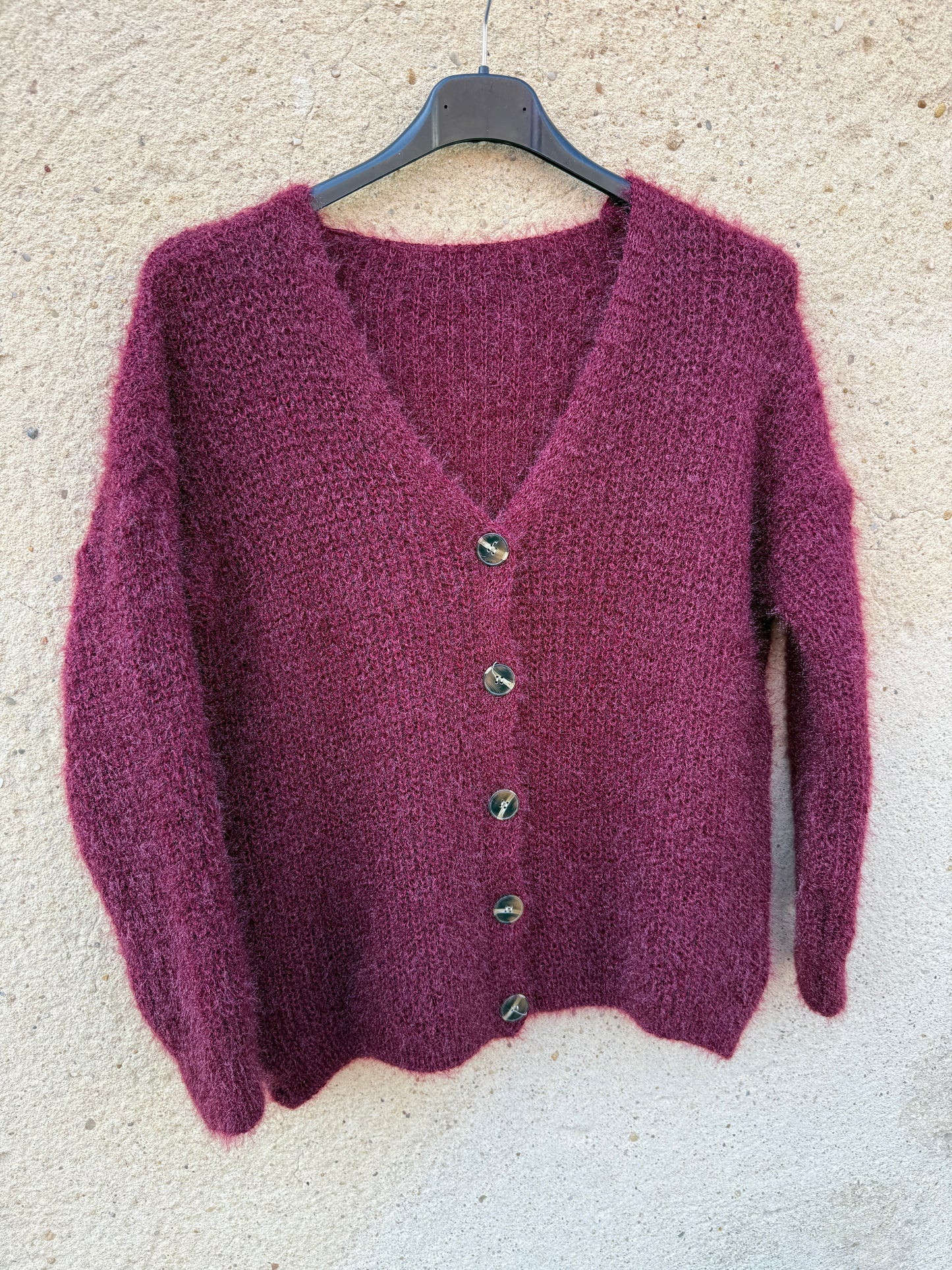 Gilet mohair cardigan bordeaux