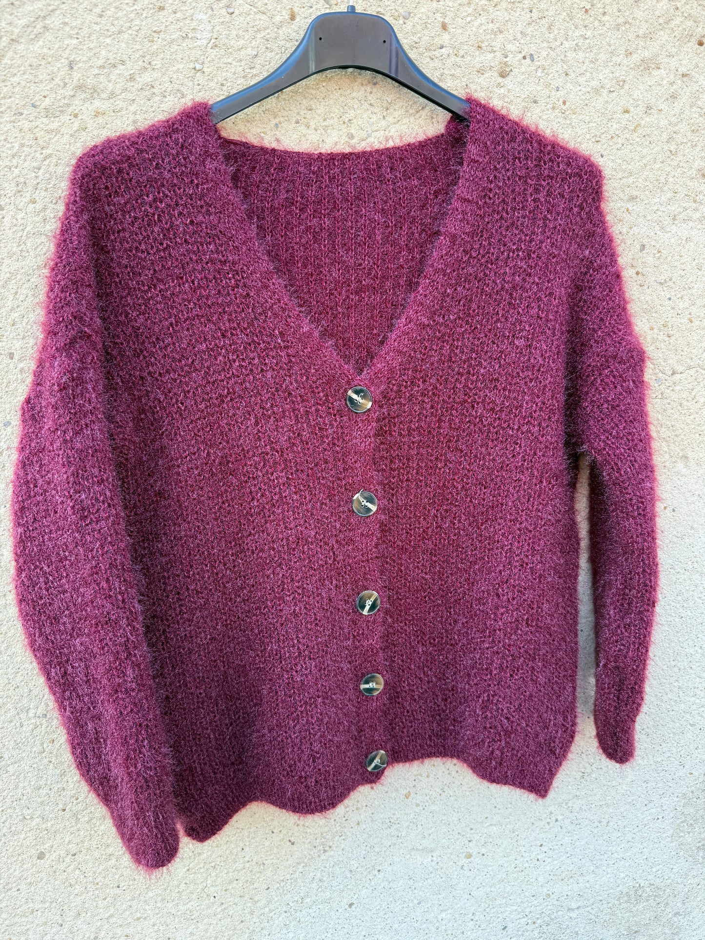 Gilet mohair cardigan bordeaux